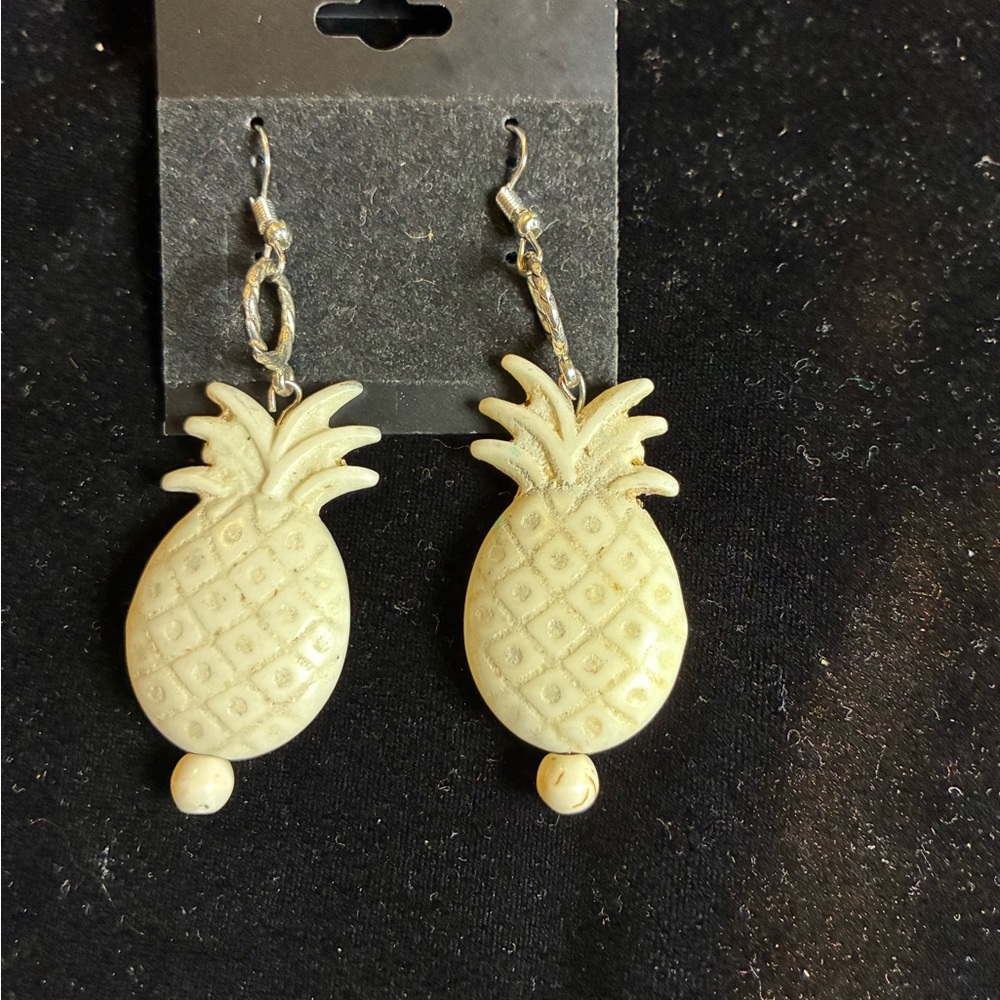 Carved Pineapple Dangle Earrings - image 1